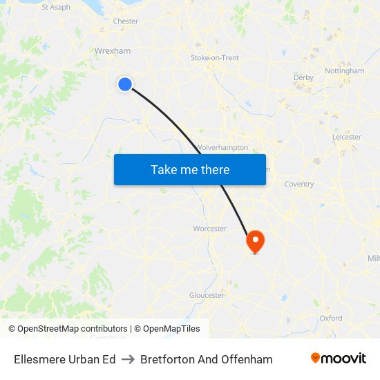 Ellesmere Urban Ed to Bretforton And Offenham map