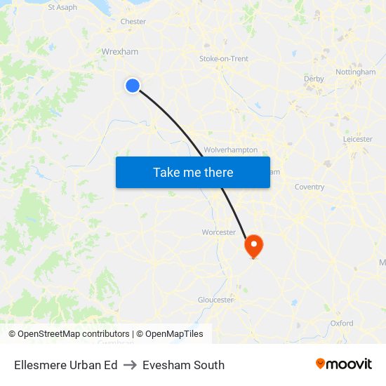 Ellesmere Urban Ed to Evesham South map