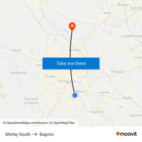 Shirley South to Bagots map