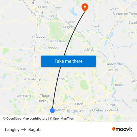Langley to Bagots map