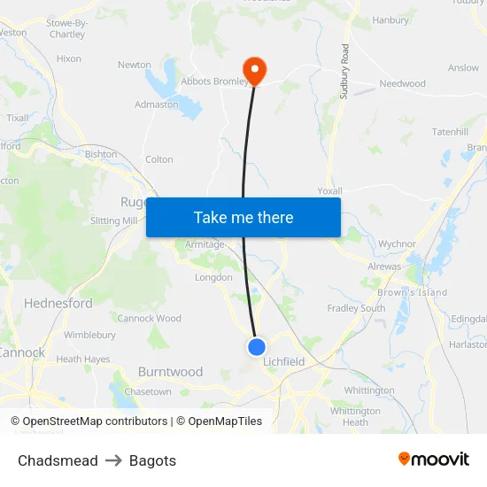Chadsmead to Bagots map