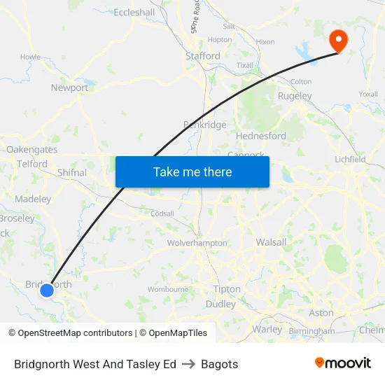 Bridgnorth West And Tasley Ed to Bagots map