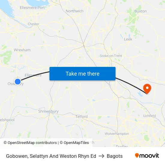 Gobowen, Selattyn And Weston Rhyn Ed to Bagots map