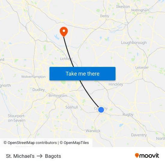 St. Michael's to Bagots map