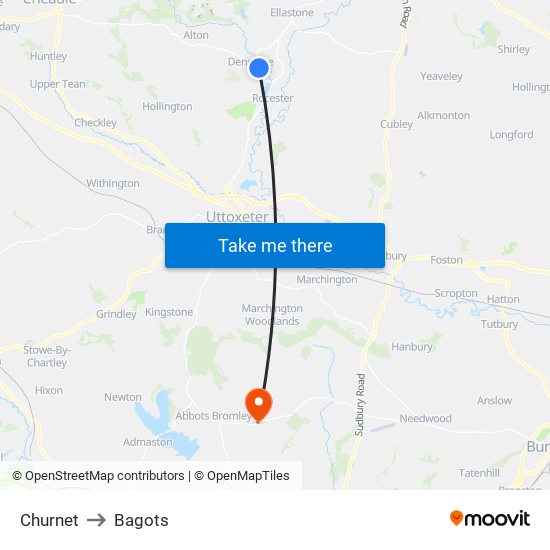 Churnet to Bagots map