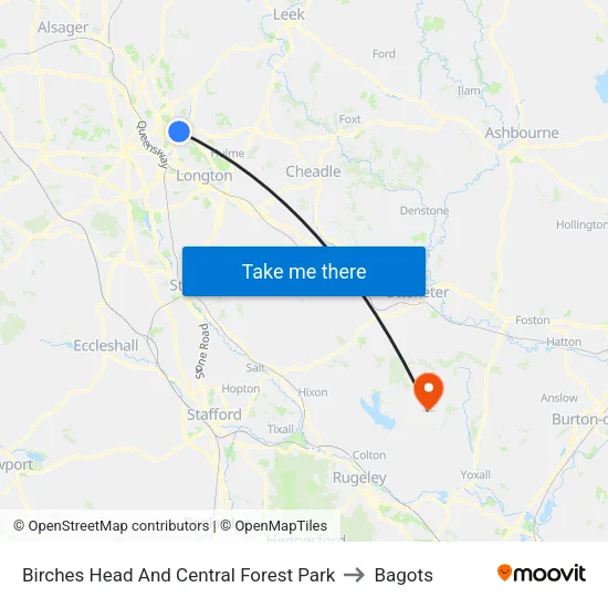 Birches Head And Central Forest Park to Bagots map