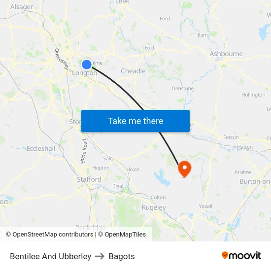 Bentilee And Ubberley to Bagots map