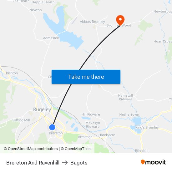 Brereton And Ravenhill to Bagots map