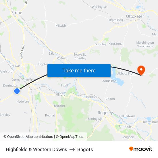 Highfields & Western Downs to Bagots map