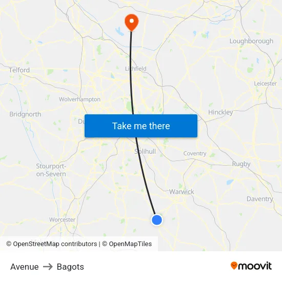 Avenue to Bagots map