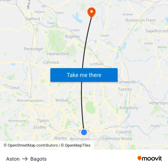 Aston to Bagots map