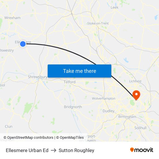 Ellesmere Urban Ed to Sutton Roughley map
