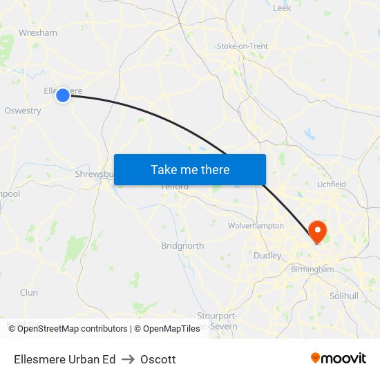 Ellesmere Urban Ed to Oscott map
