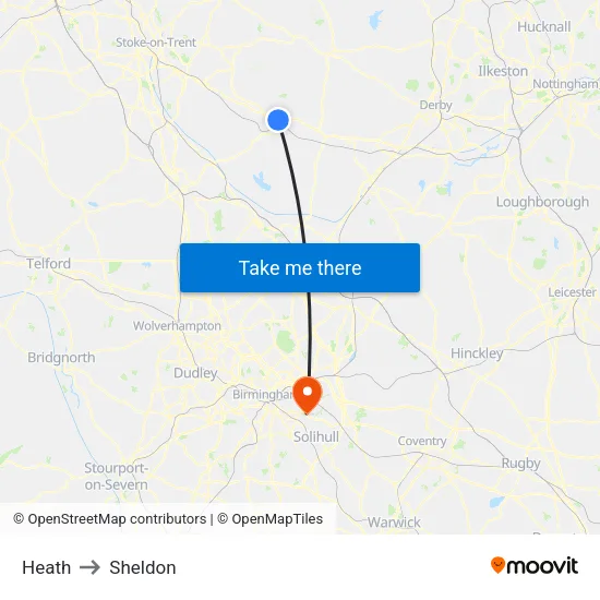 Heath to Sheldon map