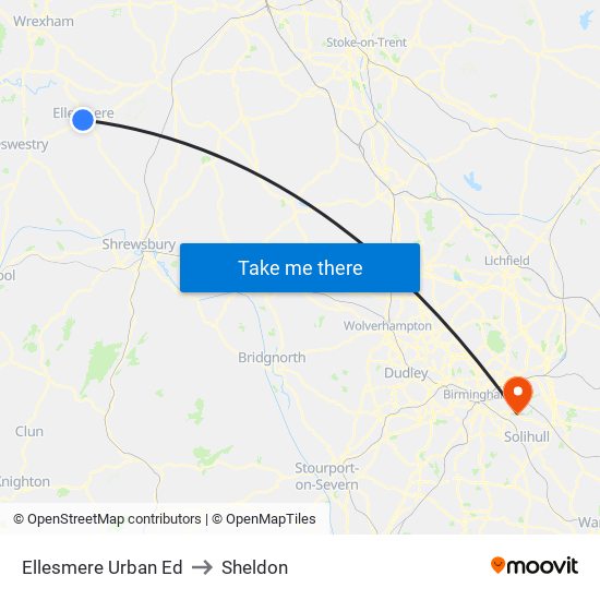 Ellesmere Urban Ed to Sheldon map