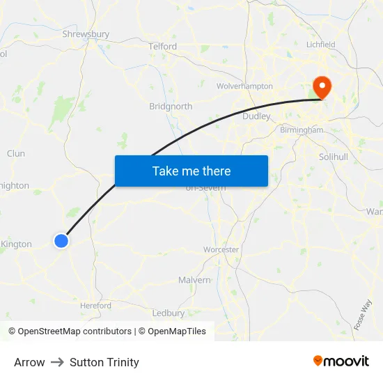Arrow to Sutton Trinity map