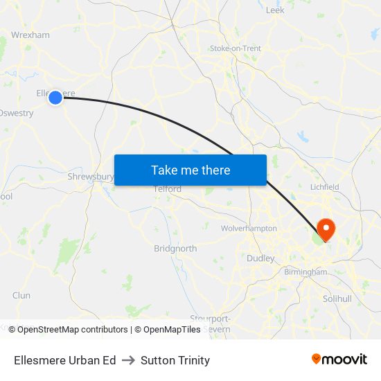 Ellesmere Urban Ed to Sutton Trinity map