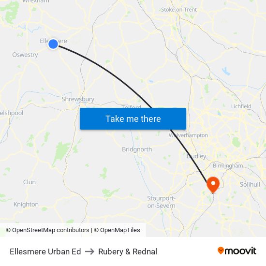 Ellesmere Urban Ed to Rubery & Rednal map
