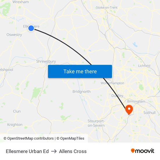 Ellesmere Urban Ed to Allens Cross map
