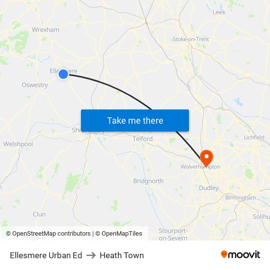 Ellesmere Urban Ed to Heath Town map