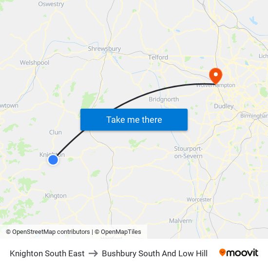 Knighton South East to Bushbury South And Low Hill map