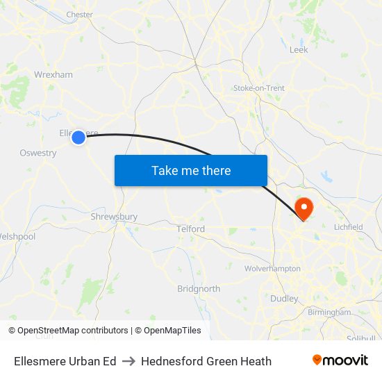 Ellesmere Urban Ed to Hednesford Green Heath map