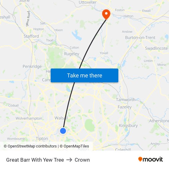 Great Barr With Yew Tree to Crown map