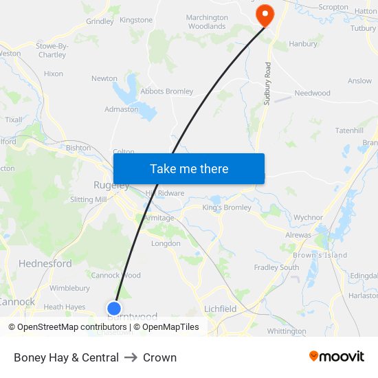 Boney Hay & Central to Crown map