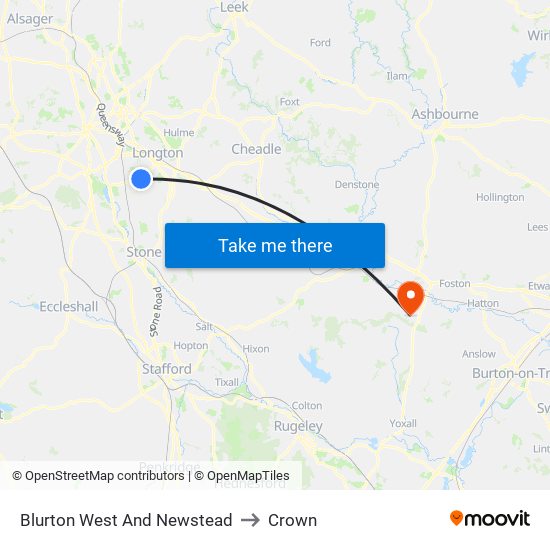 Blurton West And Newstead to Crown map