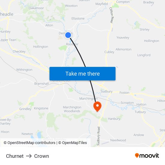 Churnet to Crown map