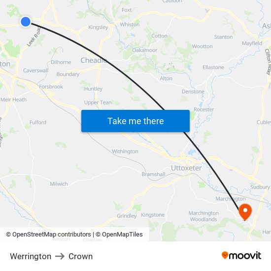 Werrington to Crown map