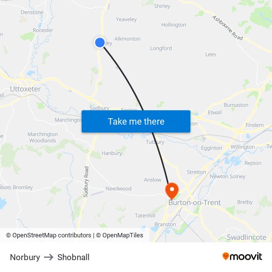 Norbury to Shobnall map