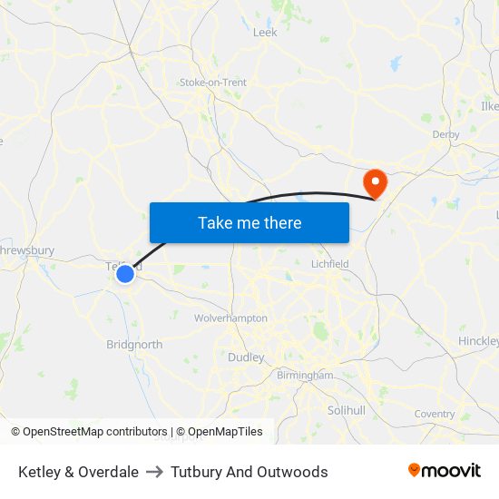 Ketley & Overdale to Tutbury And Outwoods map