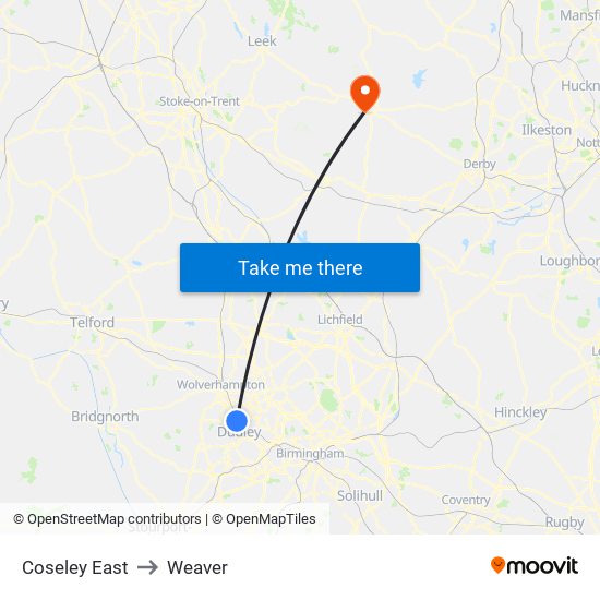 Coseley East to Weaver map