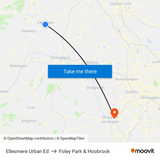 Ellesmere Urban Ed to Foley Park & Hoobrook map