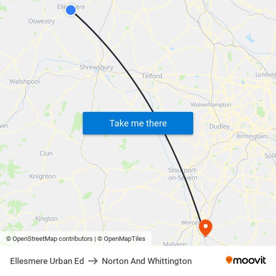 Ellesmere Urban Ed to Norton And Whittington map