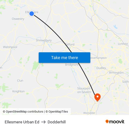 Ellesmere Urban Ed to Dodderhill map