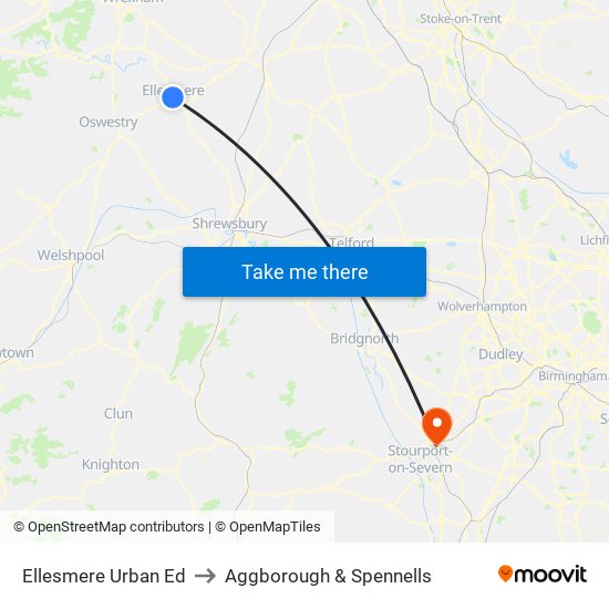 Ellesmere Urban Ed to Aggborough & Spennells map
