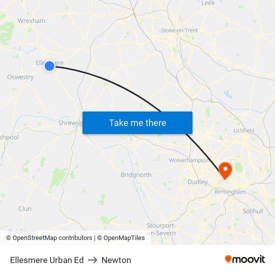 Ellesmere Urban Ed to Newton map