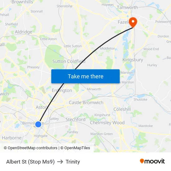 Albert St to Trinity map