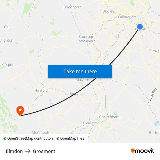 Elmdon to Grosmont map