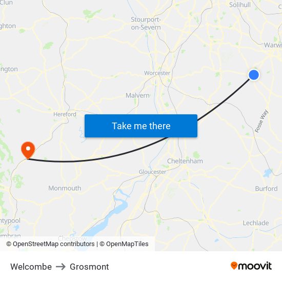 Welcombe to Grosmont map