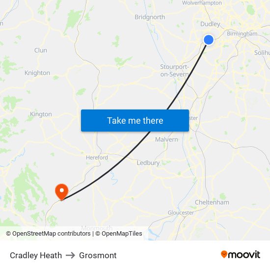 Cradley Heath to Grosmont map