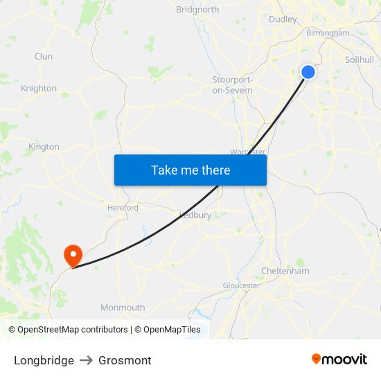 Longbridge to Grosmont map