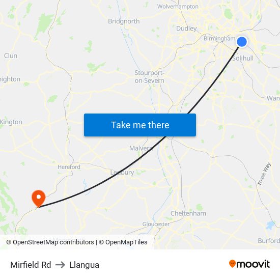 Mirfield Rd to Llangua map