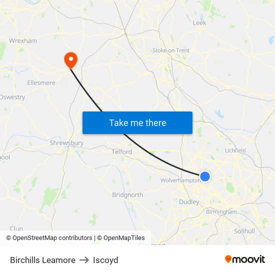 Birchills Leamore to Iscoyd map