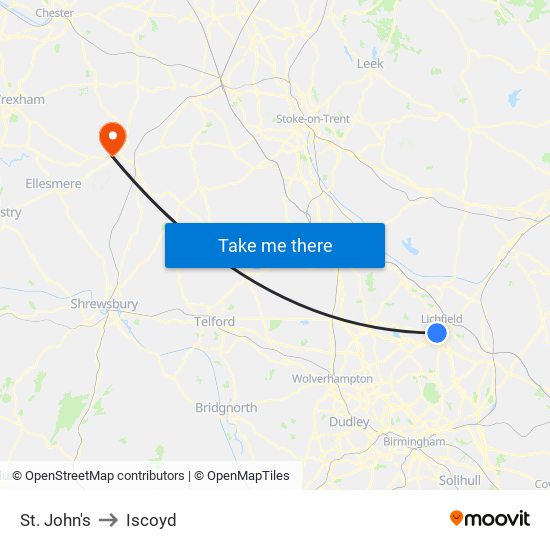 St. John's to Iscoyd map