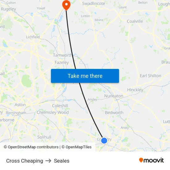 Cross Cheaping to Seales map