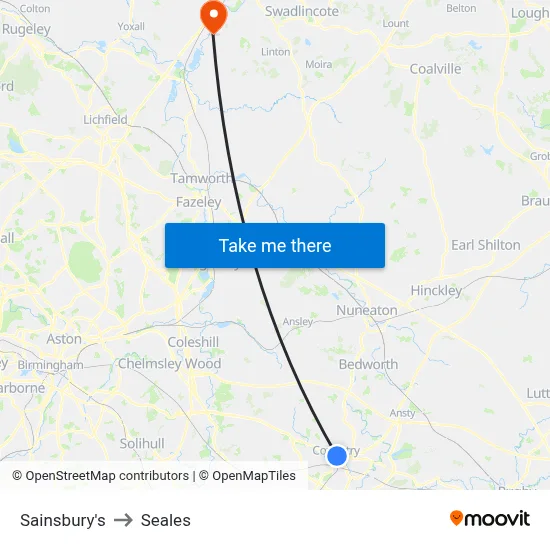 Sainsbury's to Seales map