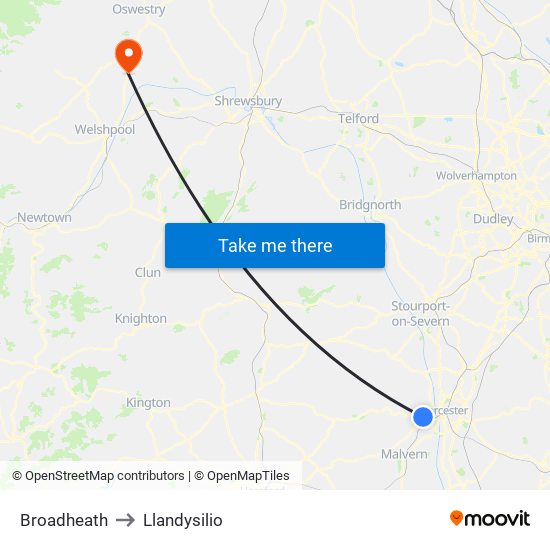 Broadheath to Llandysilio map